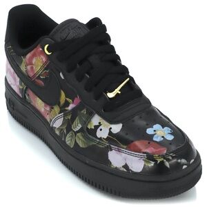 Nike Air Force 1 Low Women’s Size 8 Black Floral Sneakers Athletic Shoes